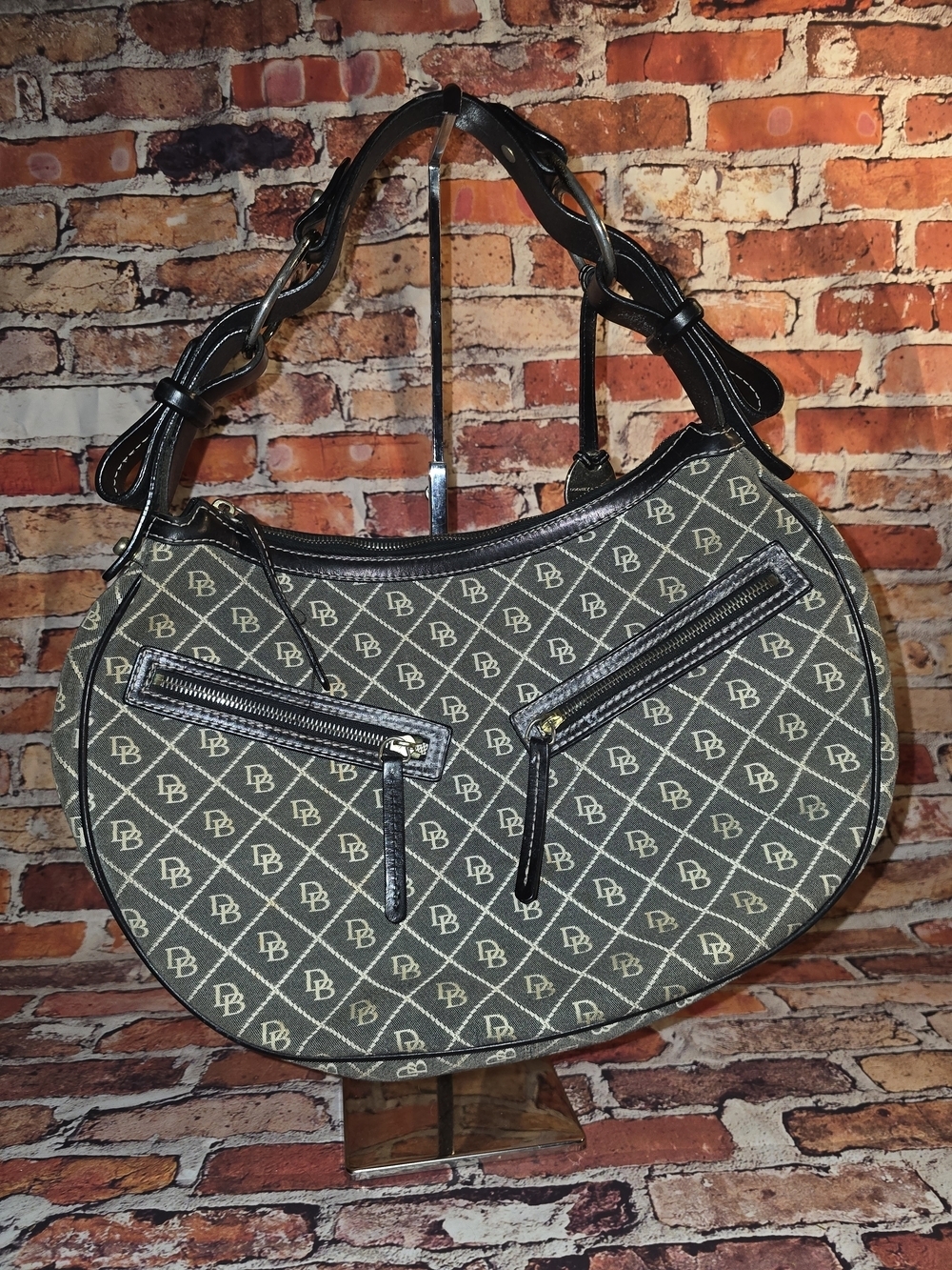 Dooney & Bourke Black Logo Crescent Shoulder Bag
